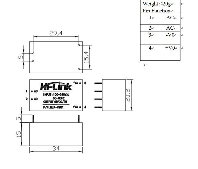 HLK-PM01 AC-DC 220V to 5V mini power supply module,intelligent household switch power supply module HLK-PM03 HLK-10M05