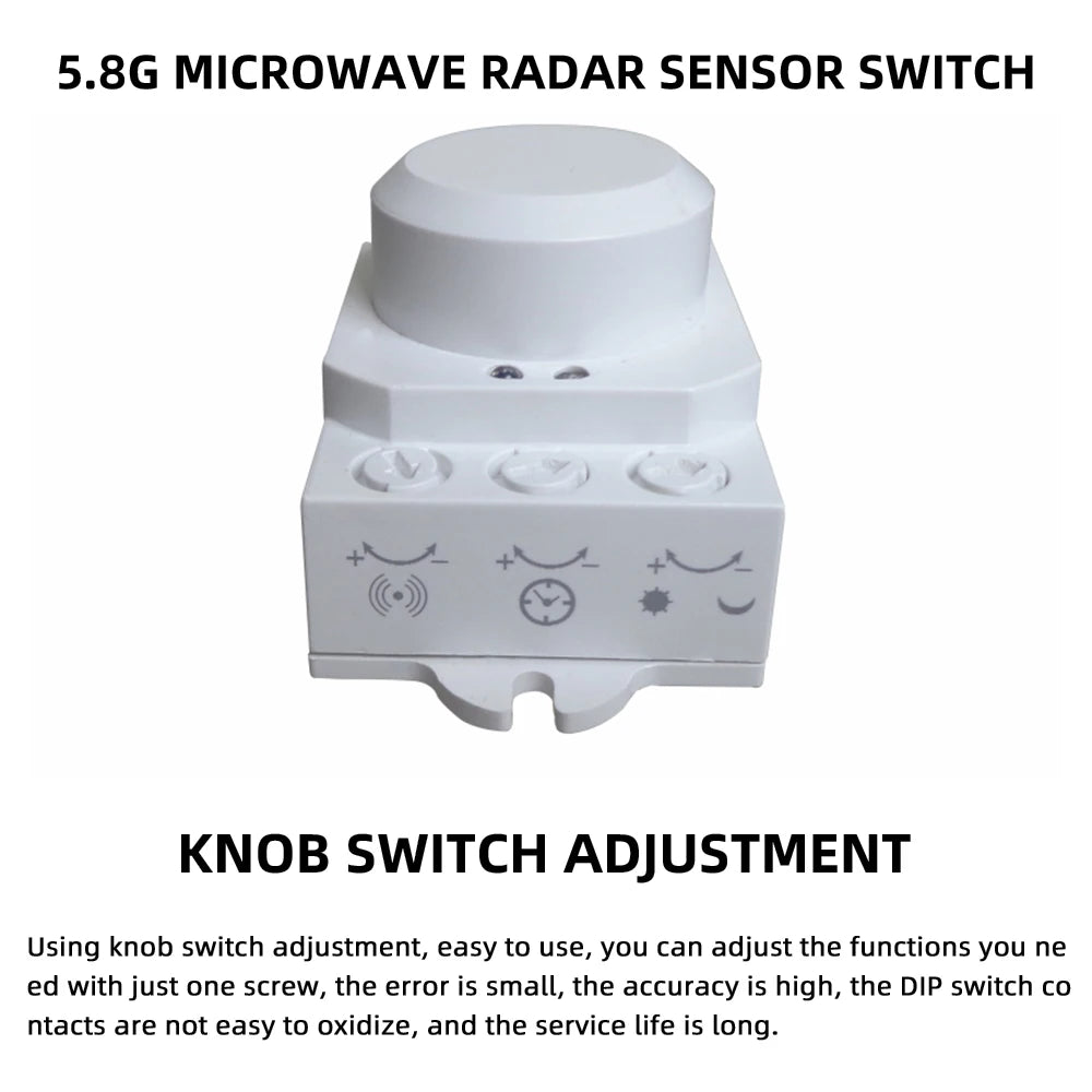 Diymore 5.8G Microwave Radar Sensor Switch AC85-250V Intelligent Energy Saving Control Microwave Radar Sensor Motion Detector
