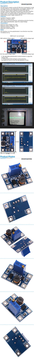1/5/10PCS DC-DC 2-24V to 2-28V Step Up Adjustable Power Module Step Up Boost Converter 2A SX1308