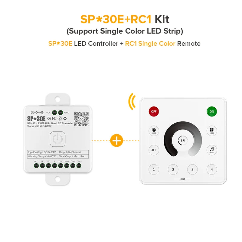 All In One LED Controller SP530E Wifi Alexa Google Home BT SP630E 5CH PWM SPI Pixels LED Strip Light WS2811 WS2812B SK6812 FCOB