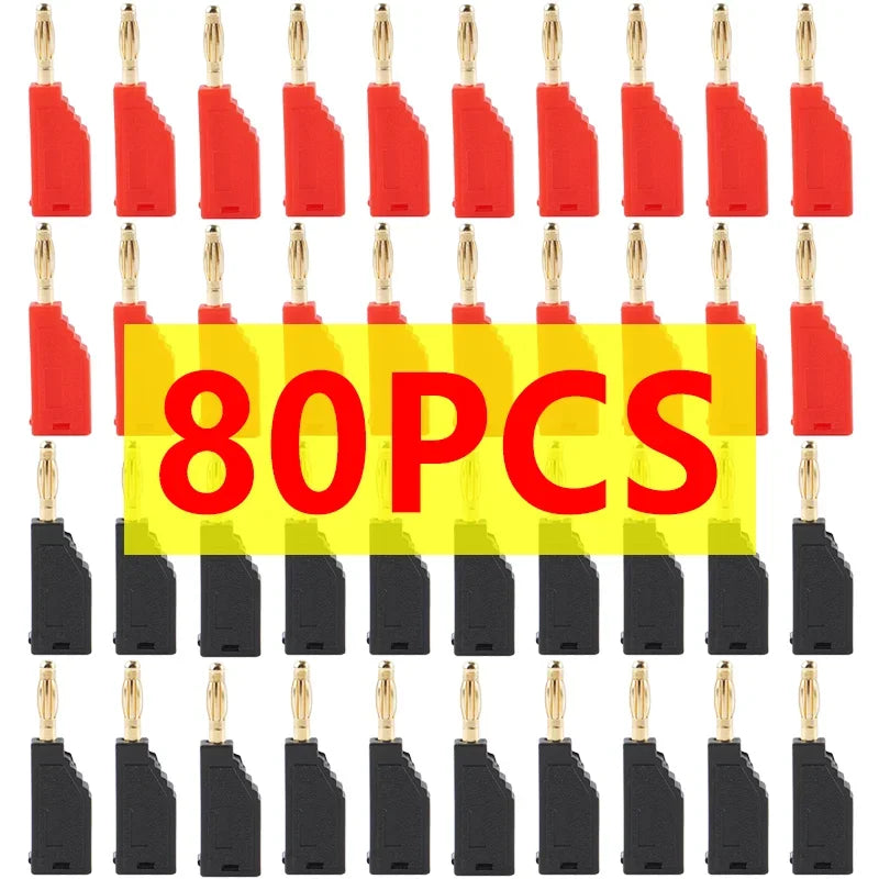 20/80/200Pcs Copper Nickel Plated 2MM Stackable Banana Plug Soldering Electrical Connector DIY Tools