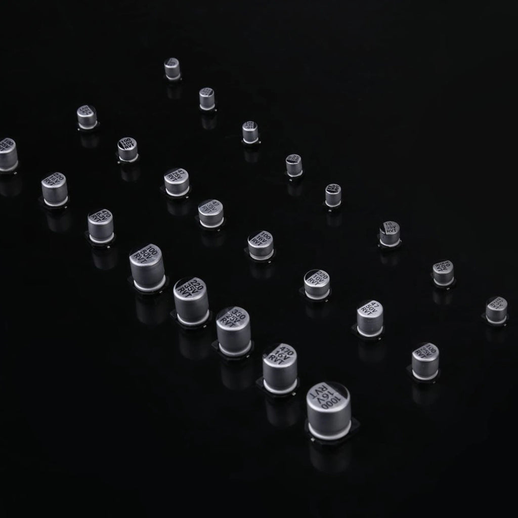 24Values Electrolytic Capacitors Assortment Kit SMD Bypass Low Frequency Aluminum with Storage Box 1uF - 1000uF