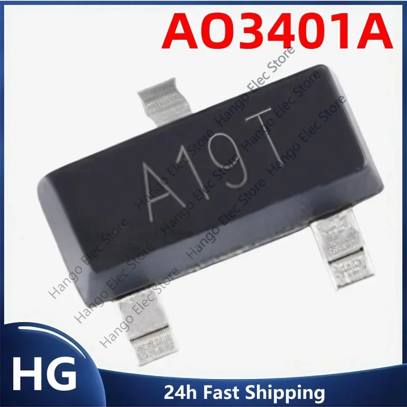 100Pcs/lote Original brand new AO3401A AO3401 3401 A19T SOT-23 P-canal SMD MOSFET Transistor Triode