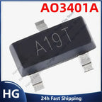100Pcs/lote Original brand new AO3401A AO3401 3401 A19T SOT-23 P-canal SMD MOSFET Transistor Triode