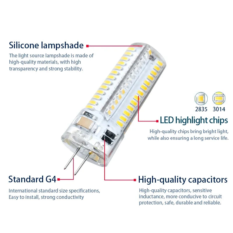 10Pcs/lot G4 LED Light Bulb 2W 3W 4W 5W 7W 9W AC DC12V 220V Corn Lamp SMD2835 Spotlight Chandelier Lighting Replace Halogen Lamp