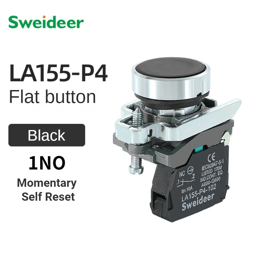 XB4 Button Switch Momentary Self Reset Flat High Head 22mm Power Push Button Switch with Light XB4-BA42 BA31 BA51 10A NC/NO Red