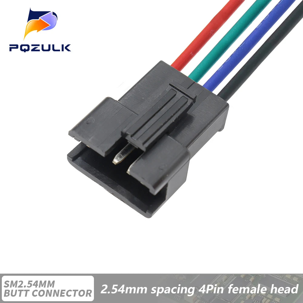 5PCS JST SM 2/3/4/5/6Pins 2.54MM Plug Male to Female Wire Connector Cable Pigtail Plug LED Connecting line 20cm Long