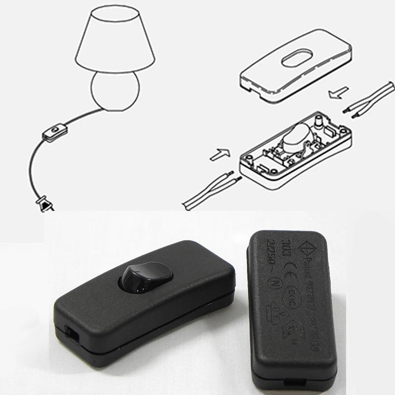 Table Desk Lamp Cord Toggle Rocker Switches Light Switch AC 250V ON/OFF Control For LED Lights Wiring Electric Switch