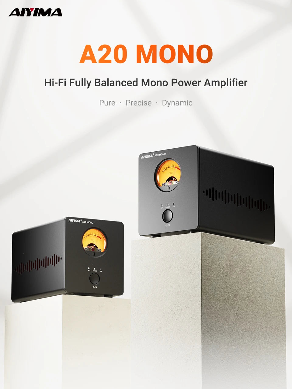 AIYIMA A20 MONO PFFB TPA3255 Power Amplifier 300W Class D MONO Amp XLR RCA TRS Input Sub Out HPF Home Audio 12V Trigger VU Meter