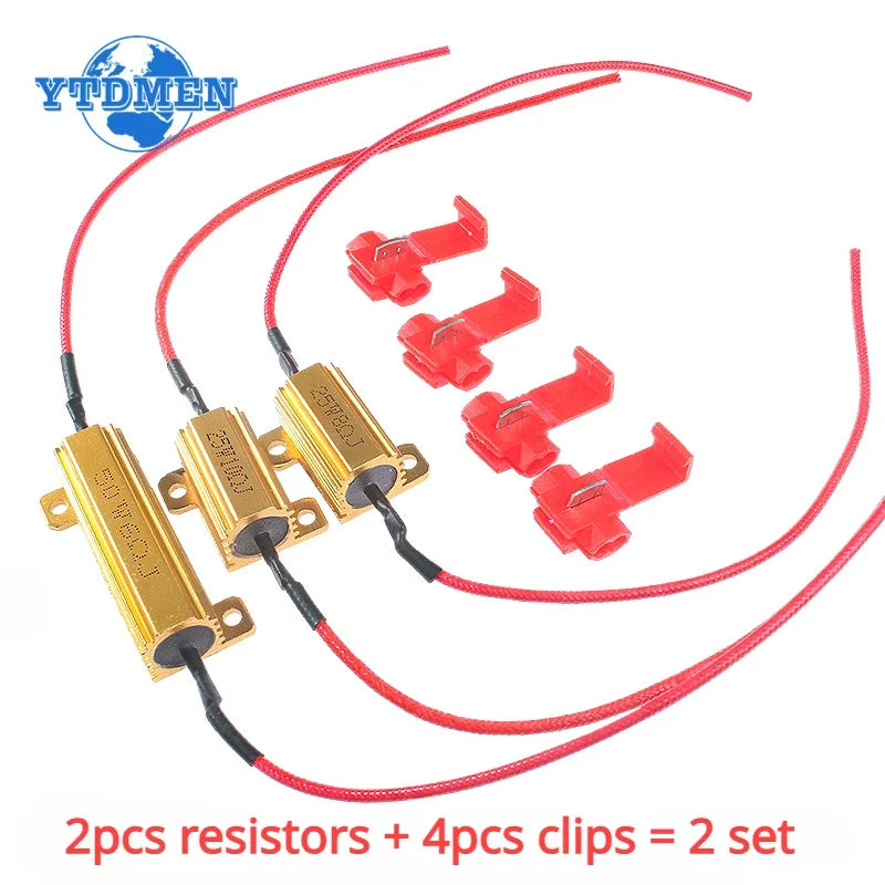 2 Sets Wirewound Resistor 25W 50W Aluminum Shell Power Resistor 6ohm/8ohm/10ohm/24ohm/50ohm/100ohm Load Resistors , for Car Lamp