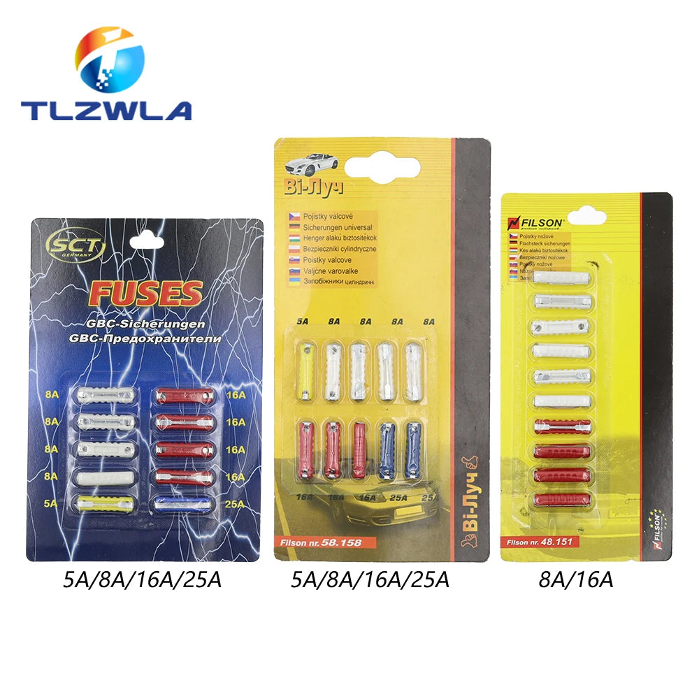 GBC European Automotive Fuse 5/8/10/16/30AMP 6mm Continental Car Blade Bakelite Auto Classic Ceramic Car Fuse Kit