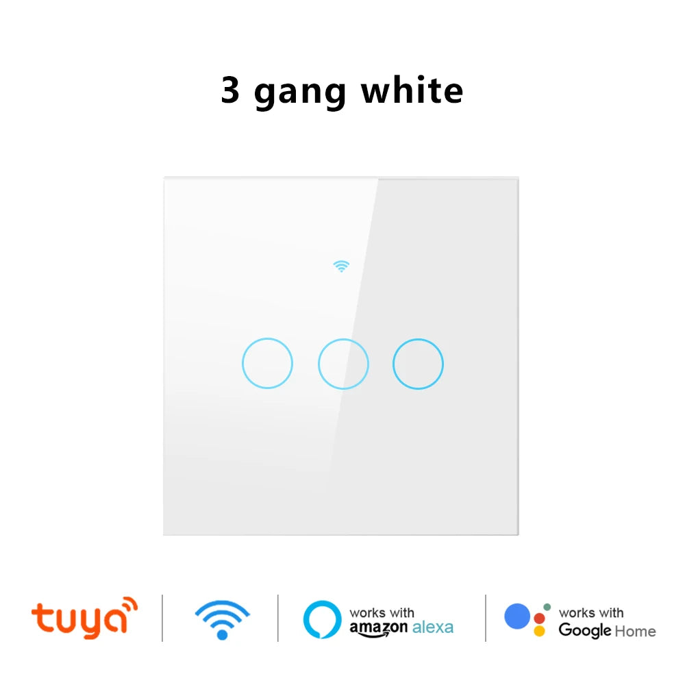 Work With Tuya WiFi Smart Touch Wall Switch RF433MHz 1/2/3/4 Gang Touch Sensor for LED Light Voice Control Alexa And Google Home