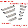 0.5mm 1.0mm FPC FFC Connector Flat Cable PCB SMT ZIF 4 5 6 7 8 10 12 16 18 20 26 28 30 32 36 40 50 54 60P Upper Contact Type