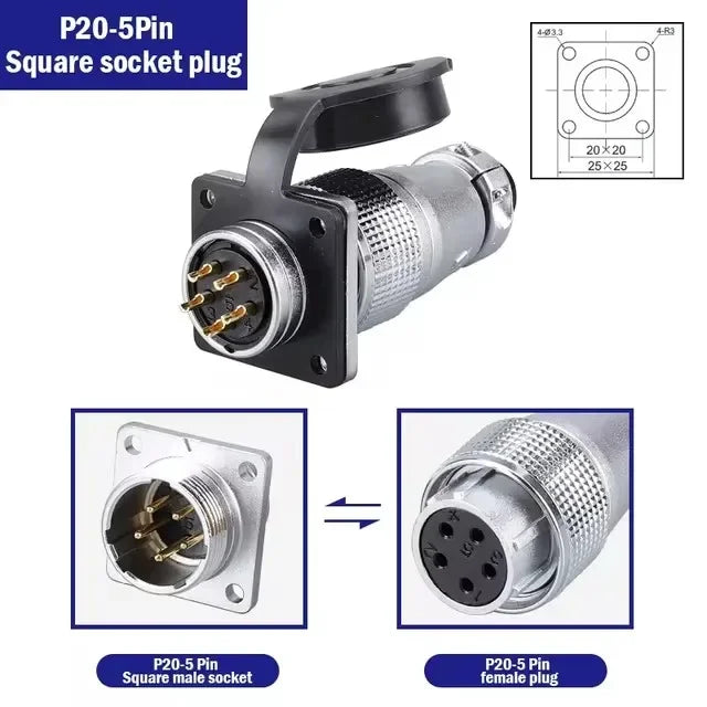 PLS20 Aviation Connector WS20 TP20 Opening Diameter 20mm 2/3/4/5/6/7/8/9/10/12 Pin Male Female Aviation Plug Aviation Socket