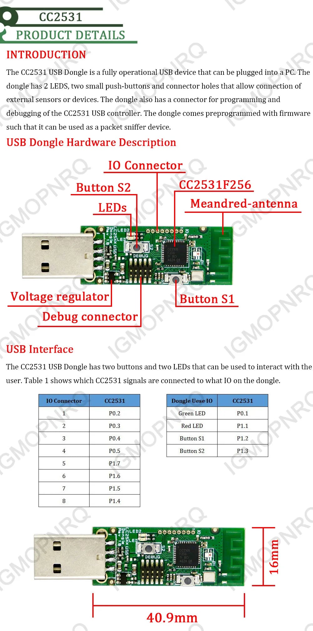CC2531 CC2540 Zigbee Sniffer Wireless Board Bluetooth BLUE 4.0 Dongle Capture Module USB Programmer Downloader Cable Connector