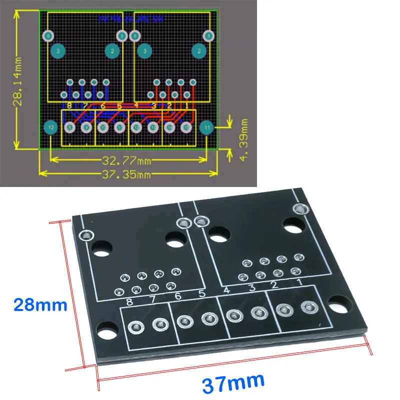 2 Ports RJ45 Female to 3.5mm 8P Screw Terminal Ethernet Adapter Board LAN Port Wiring Terminal Breakout Module
