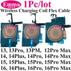Wireless Charging Coil NFC + Power Volume Flex Cable for iPhone 14 14 Plus 15 15 Pro Max 16 – WPC Charging Antenna