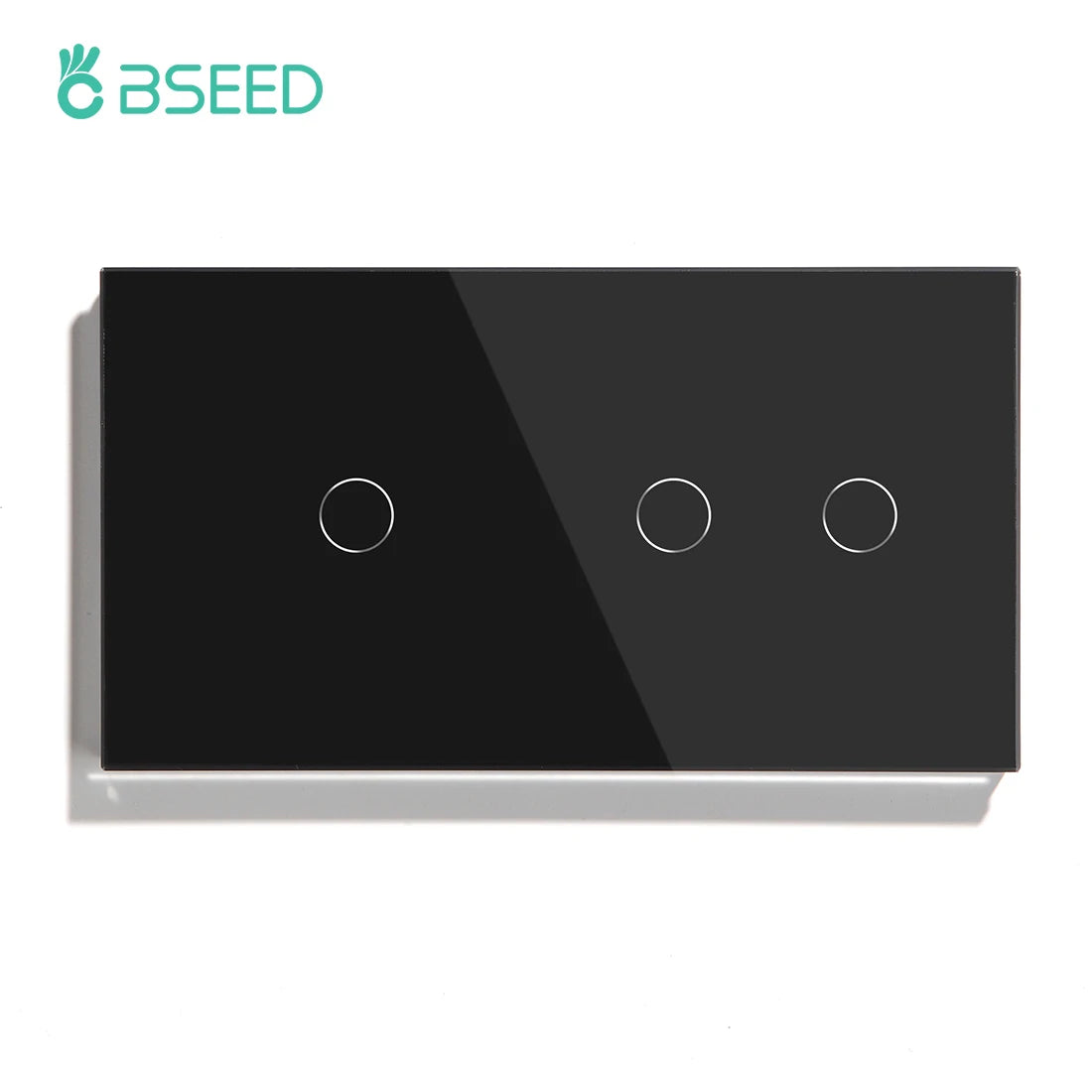 BSEED Touch Switches 1/2/3Gang 1Way Wall Light Switches Blue LED Backlight Glass Sensor Screen Home Switches Black EU Standard