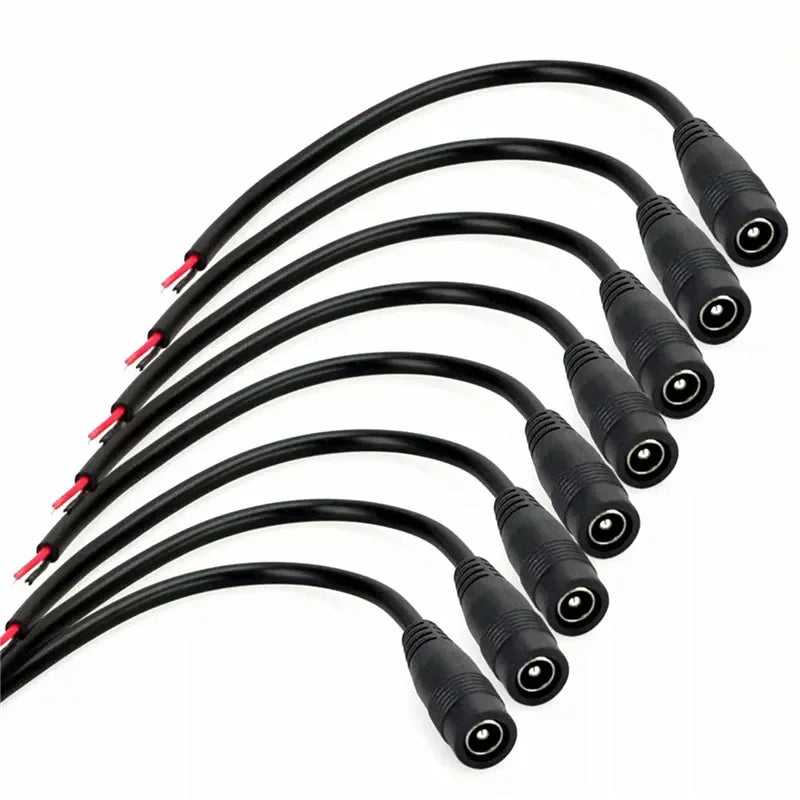 DC Power Pigtails Cable 22AWG Female Male 5.5mm X 2.1mm Connector For 12V Power Supply Adapte CCTV Camera DVR LED Strip