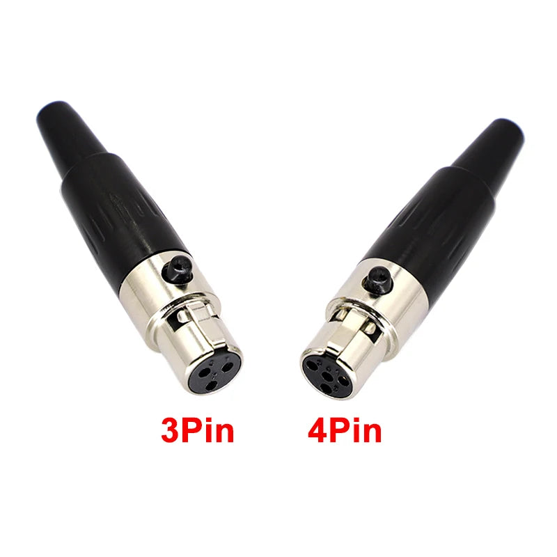 1Pcs High Quality Mini XLR 3 4 Pin Female Plug Small XLR Audio Microphone Connector for MIC Soldering Straight