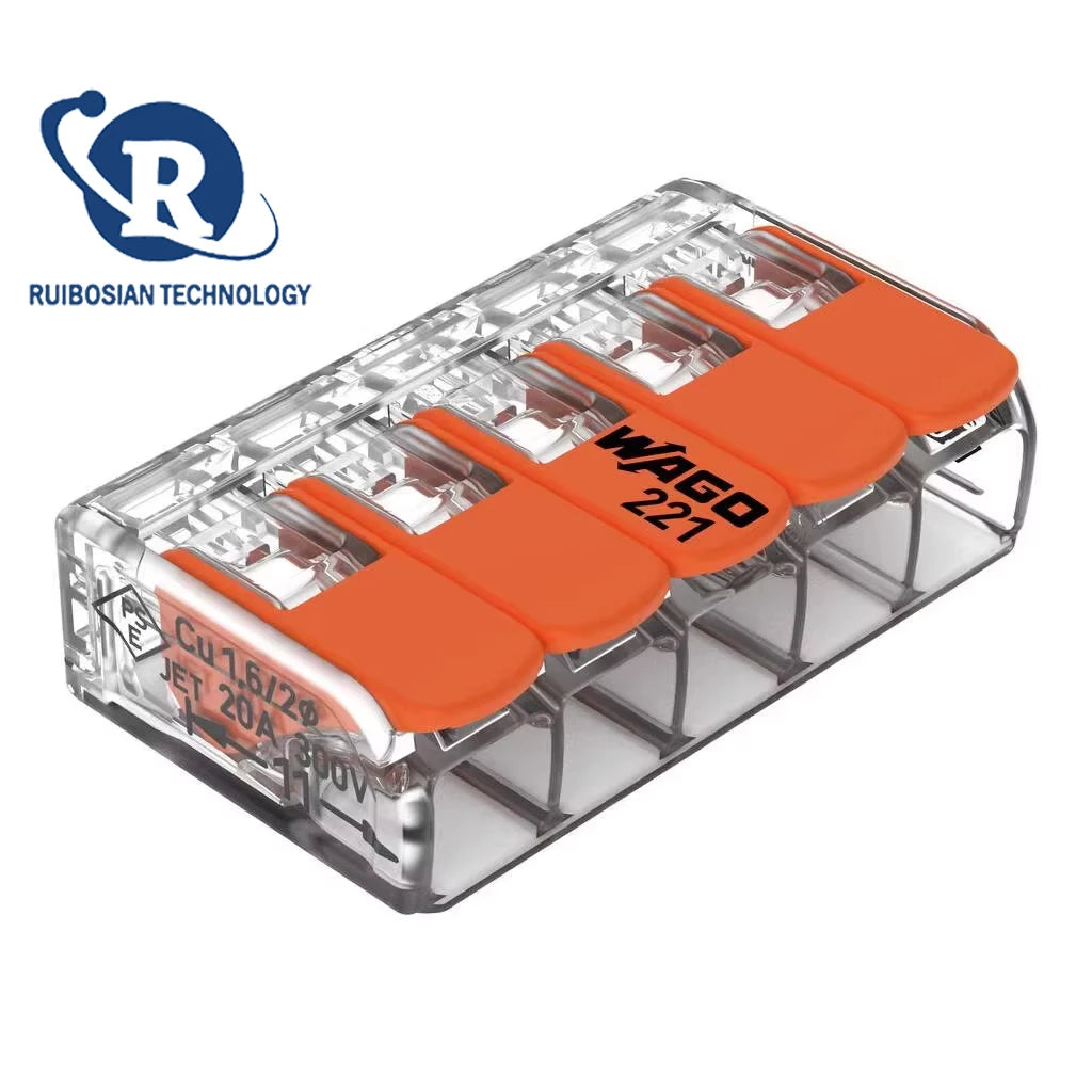 100pcs WAGO bulk sales 221-412 221-413 221-415 Brand New Ori quick terminal with lever Compact wire connector Transparent orange