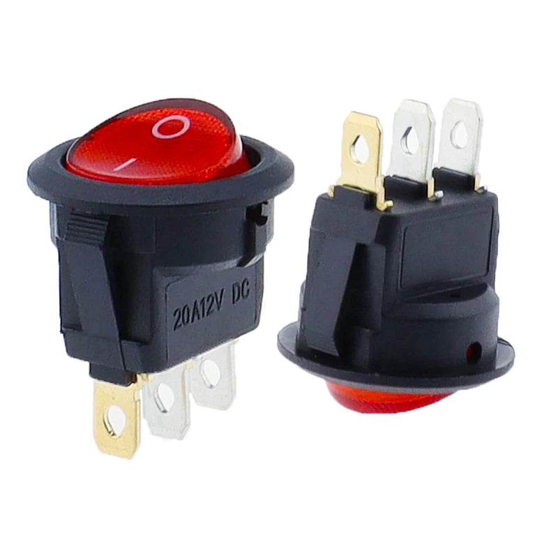 4Pcs 12V/220V Led Switch 16A 12V Light Switch Power Switch Car Button Lights ON/OFF 3pin Round Rocker Switch KCD1