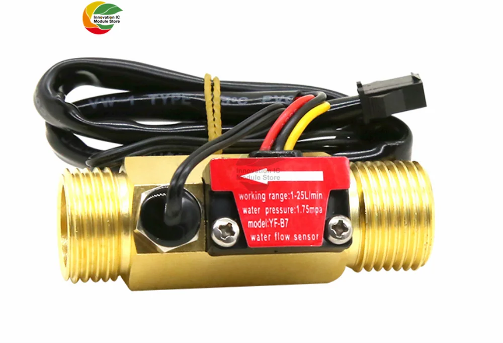 Brass Flow Sensor G1/2"DN15 Thread Hall Sensor YF-B1/B2/B3/B7 Switch Water Flow Sensor Flow Meter Hall Turbine Flow 1~25L/min