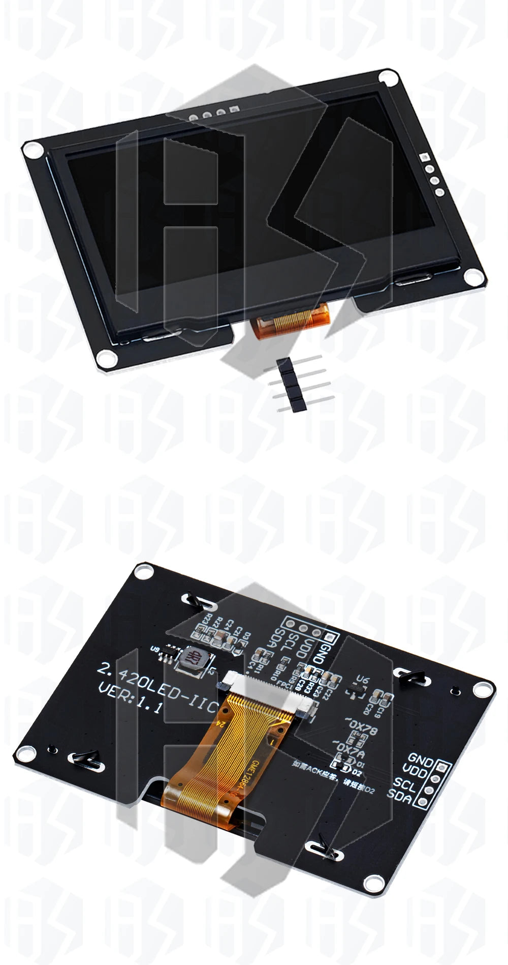 GREAT IT  2.42" 2.42 inch LCD Screen White BLUE 128x64 OLED Display Module IIC I2C SPI Serial for C51 SPD0301