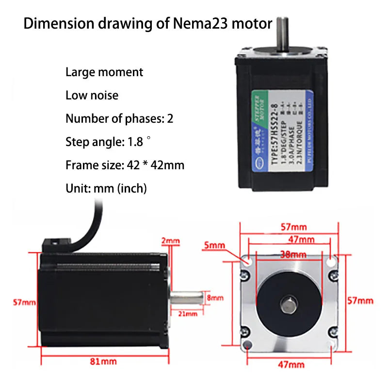 Nema 23 Stepper Motor D Shaft 2 Phase 4-Leads 57x82mm 2.3N 57HS22 Motor with TB6600 Driver For 3D Printer CNC Engraving Machine