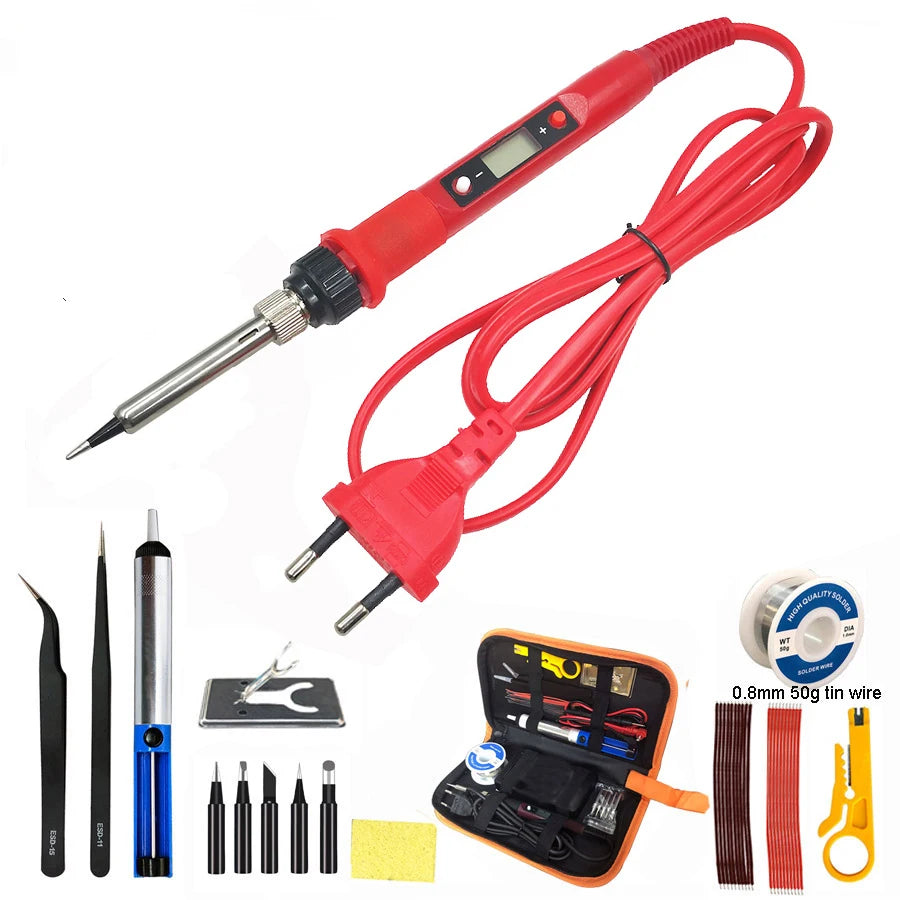 80W Digital Electric Soldering Iron Set Kit Temperature Adjustable 220V 110V  Ceramic Heater Soldering Tips Welding Tool  set