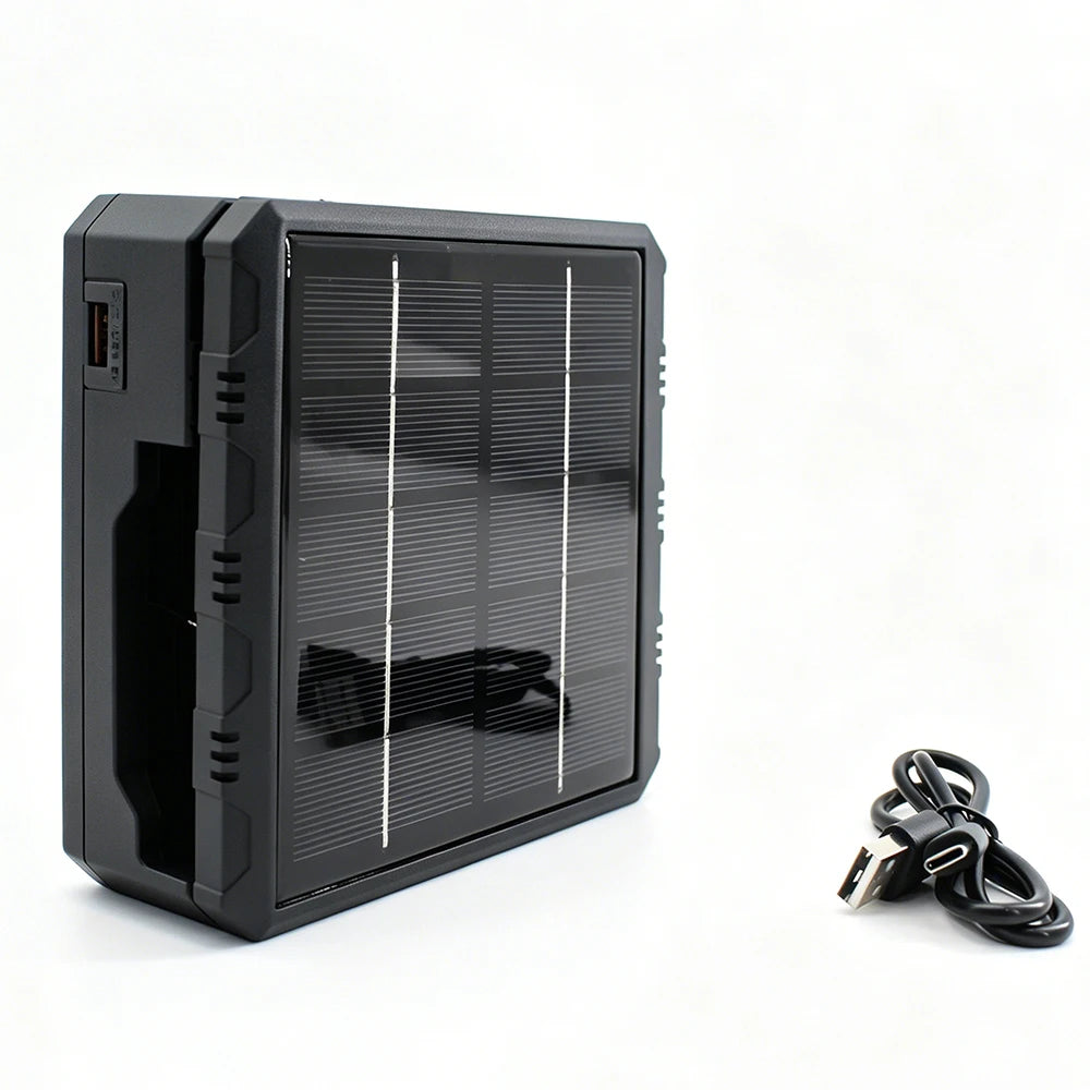 PHOMAX 4 Slot Battery Solar Charger.18650 Charger Multi-Function Portable Outdoor Charger Box With LED Light Type-C USB Output
