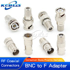 1pcs Adapter BNC To F TV Male Plug & Female Jack Straight Connector F To BNC RF Coaxial Connector Test Converter 50ohm KEBEIS