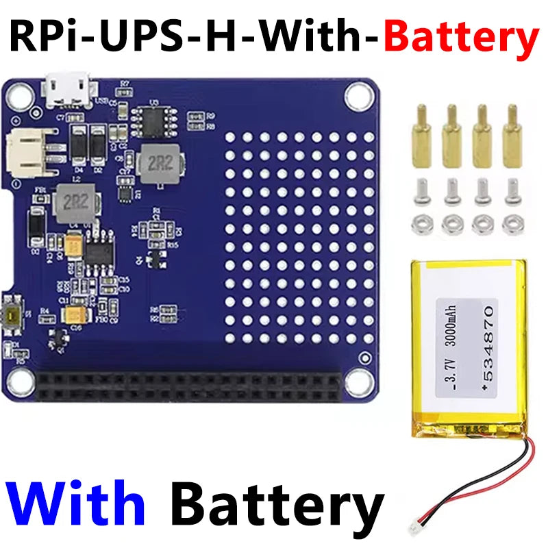 Raspberry Pi 4 / PI5 UPS Uninterruptible Power Supply HAT Lithium Battery Module RPi-UPS-H