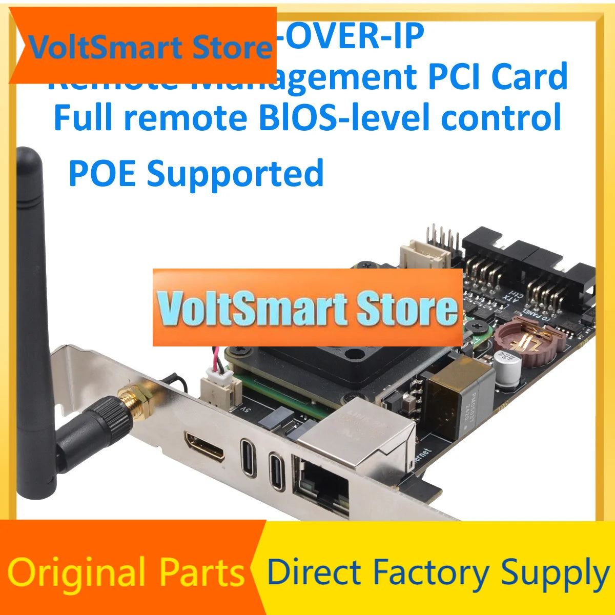 VoltSSupTronics Raspberry Pi Based IPKVM PCI Card KVM Over IP PIKVM X651 - POE Supported
