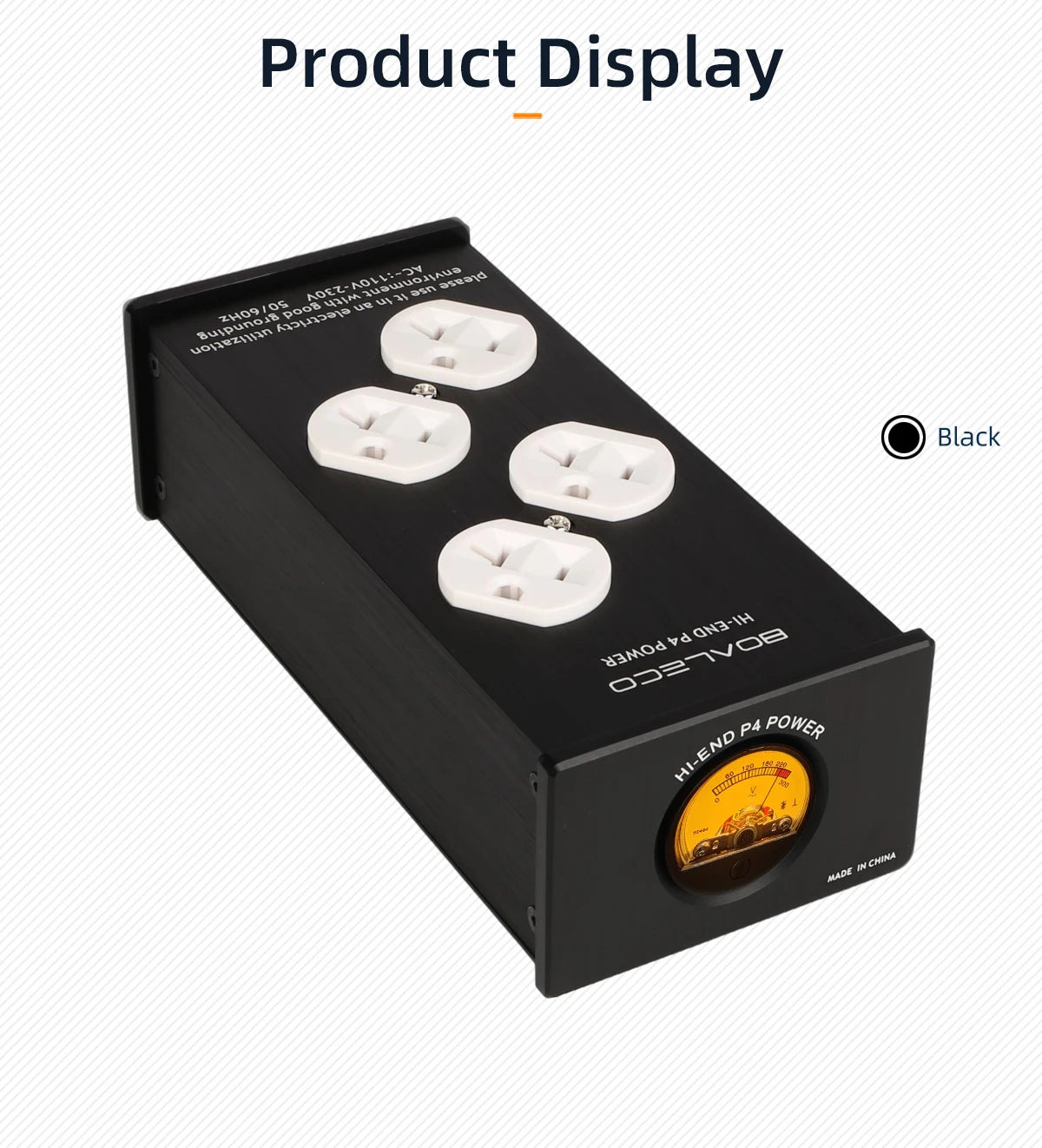 BOALECO P4 Hi-end US Plug HiFi Audio Power Filter Noise  Reduction AC Power Filter 110V-230V Purifier Surge Protection With VU
