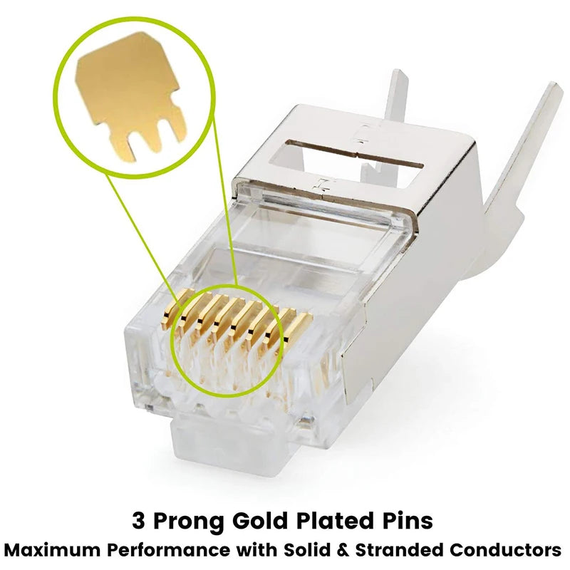 &ABDH& 20 Pcs Cat6/6A RJ45 Pass Through Modular Plugs, Shielded (STP) External Ground Connector,EZ Crimp