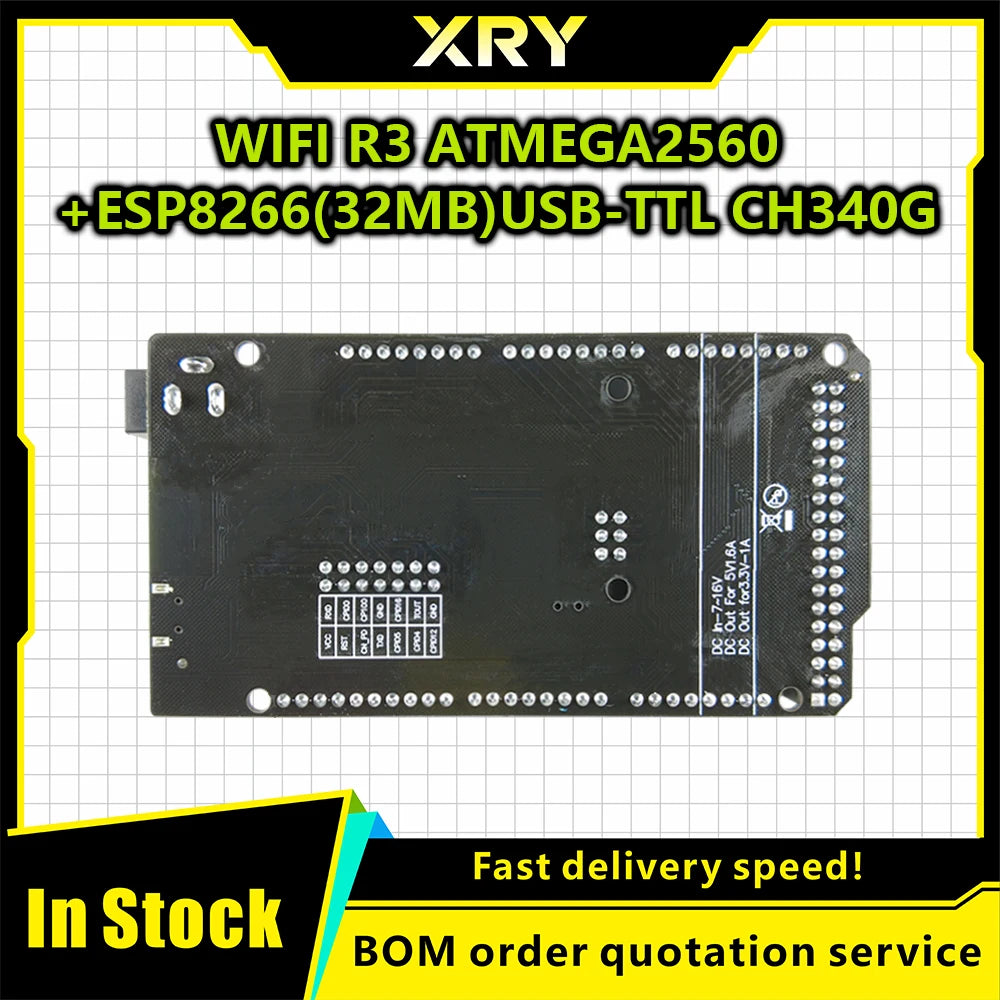 XRY Mega2560 WiFi R3 ATmega2560 ESP8266 32Mb memory USB-TTL CH340 Compatible for Arduino Mega NodeMCU For WeMos MEGA 2560 NEW