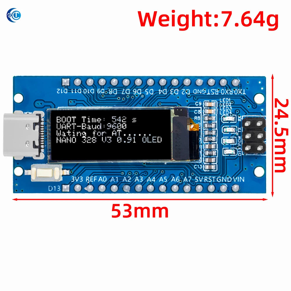 Nano V3.0 Development Board ATmega328P CH340C 0.91''white  OLED Display 128*32 For Arduino Nano V3.0 MINI USB