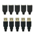 10pcs Type A Male Female USB 4 Pin Plug Socket Connector With Black Plastic Cover Type-A DIY Kits