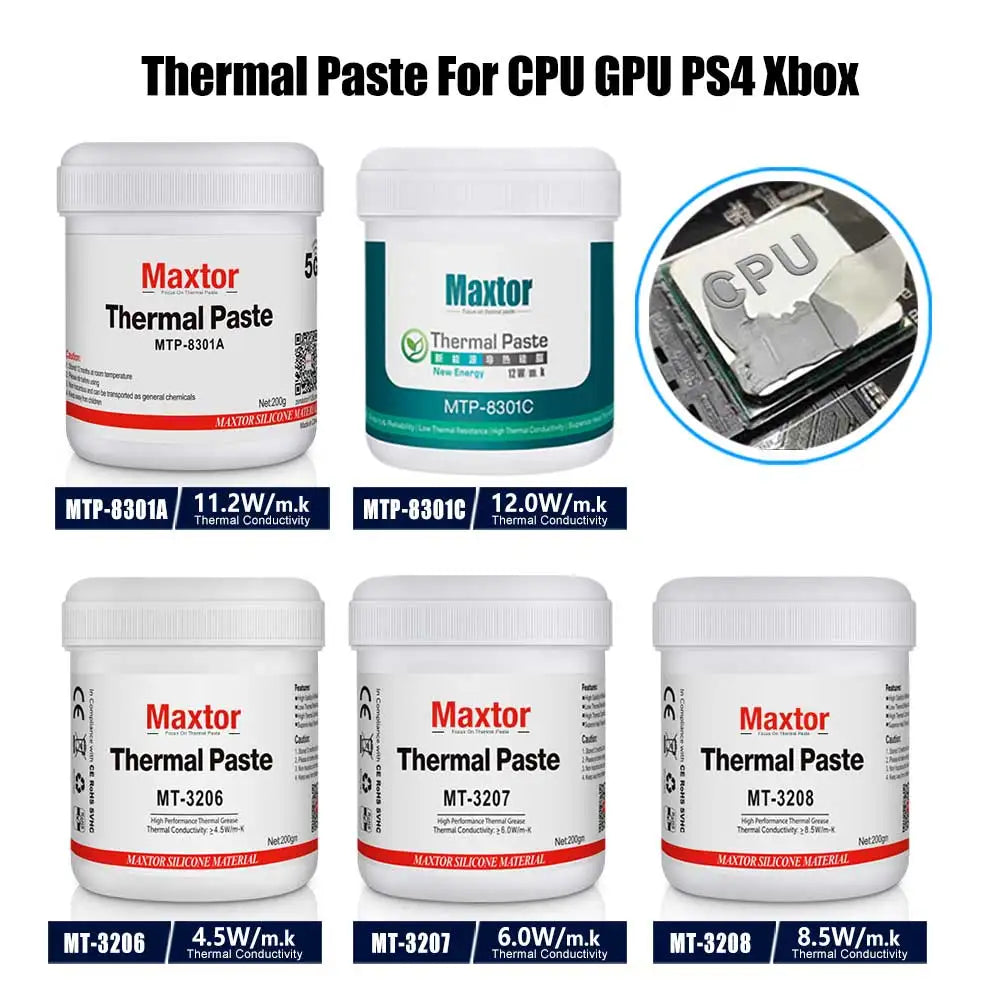 Maxtor 11.2W/mk Thermal Paste High Performance Thermal Conductive Grease for Intel Processor PC CPU GPU PS4 Computer Cooling