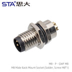 M8 IP67 Waterproof Circular Connector 3 4 5 6 8 Pin Front Rear Panel Mount Solder Industrial Socket Screw M8 M10 M11 M12