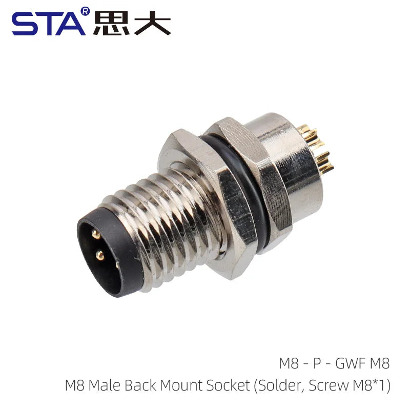 M8 IP67 Waterproof Circular Connector 3 4 5 6 8 Pin Front Rear Panel Mount Solder Industrial Socket Screw M8 M10 M11 M12