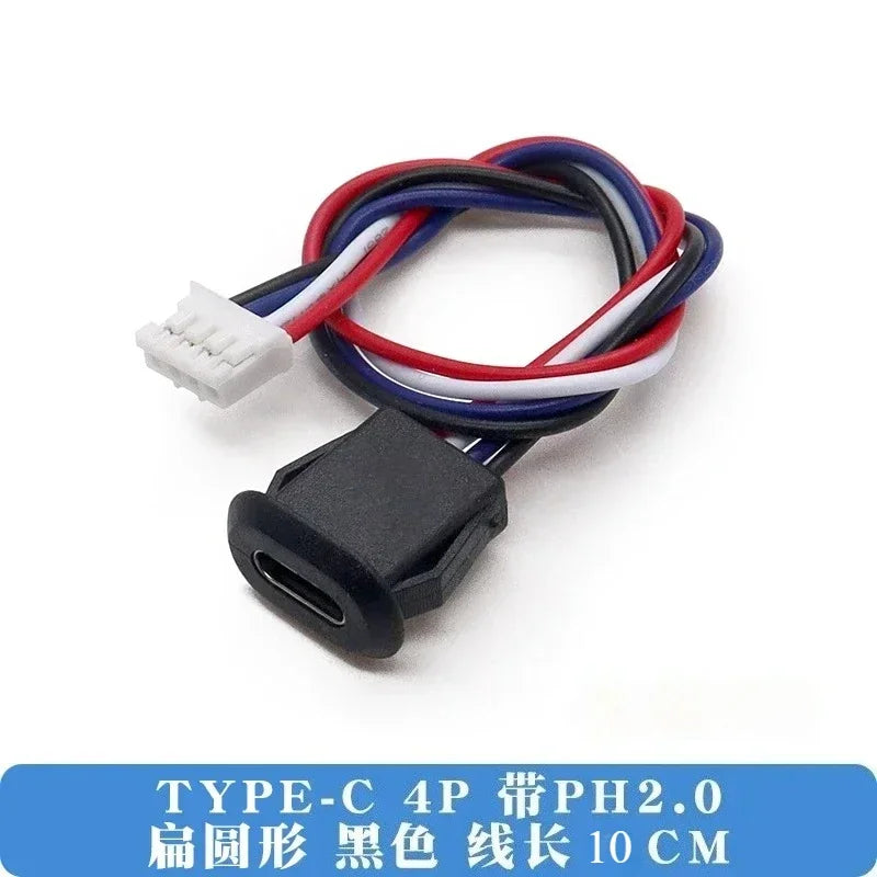 1pcs USB Type C Waterproof Connector Type-C With card buckle Female 3A High Current Fast Charging Jack Port USB-C Charger Plug