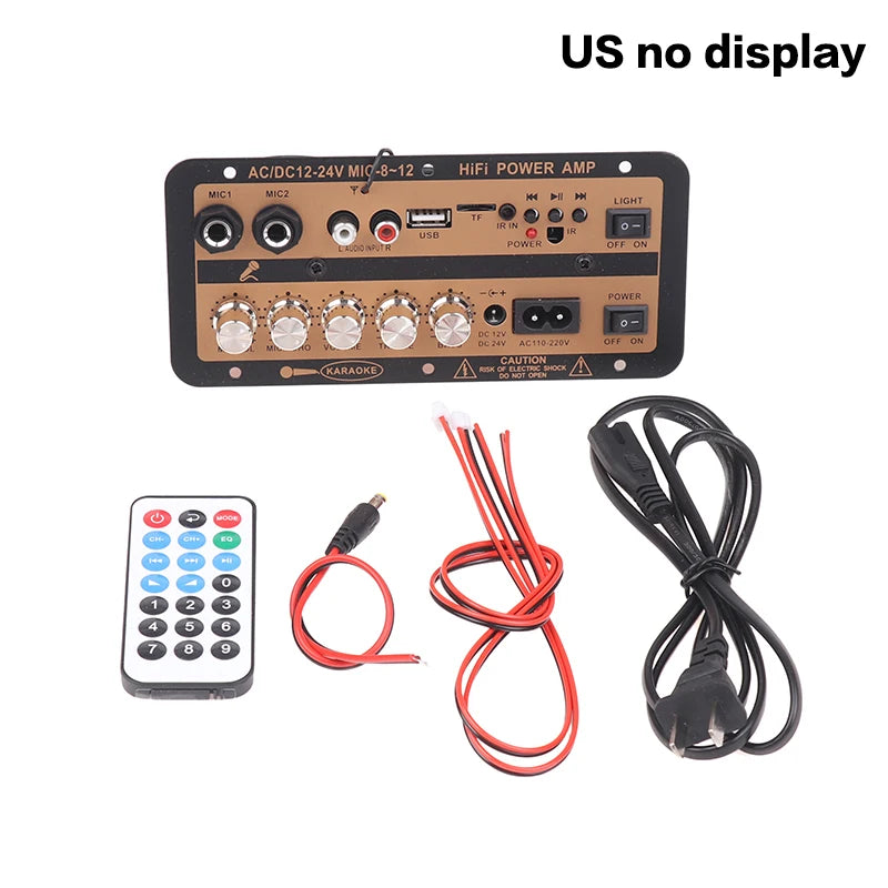 EU/US Plug Bluetooth 5.0 Amplifier Board With Optical Audio AMP USB FM Radio TF Player DIY Audio For Karaoke Home Car 110V/220V