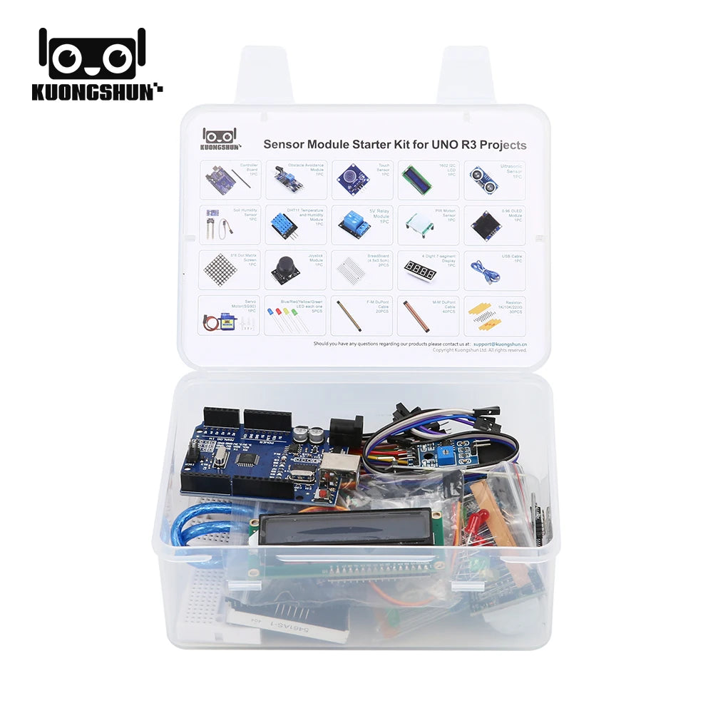 KUONGSHUN Sensor Module Starter Kit for Arduino Set R3 0.96 OLED 1602 LCD Display with Tutorial for Arduino Uno