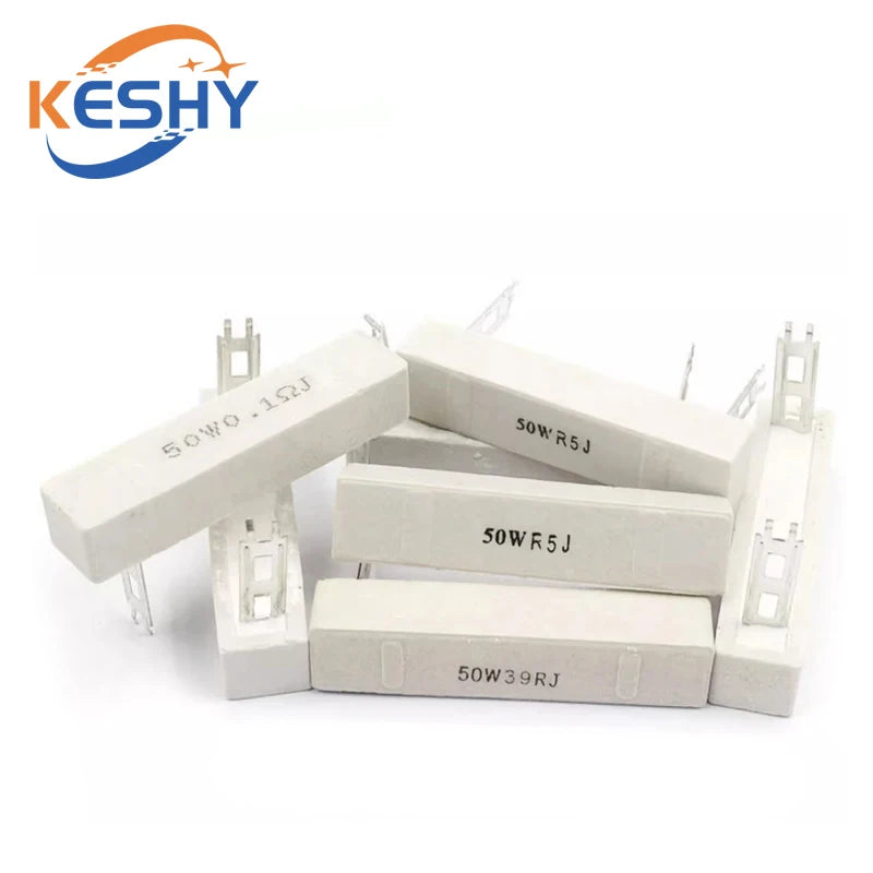 50W Ceramic Cement High Power Resistor 0.1~1K 0.2 0.22R 0.5 1 1.5 2 2.5 3 4 5 6 8 10 15 20 25 30 50 80 100 200 250 300 500 Ohm