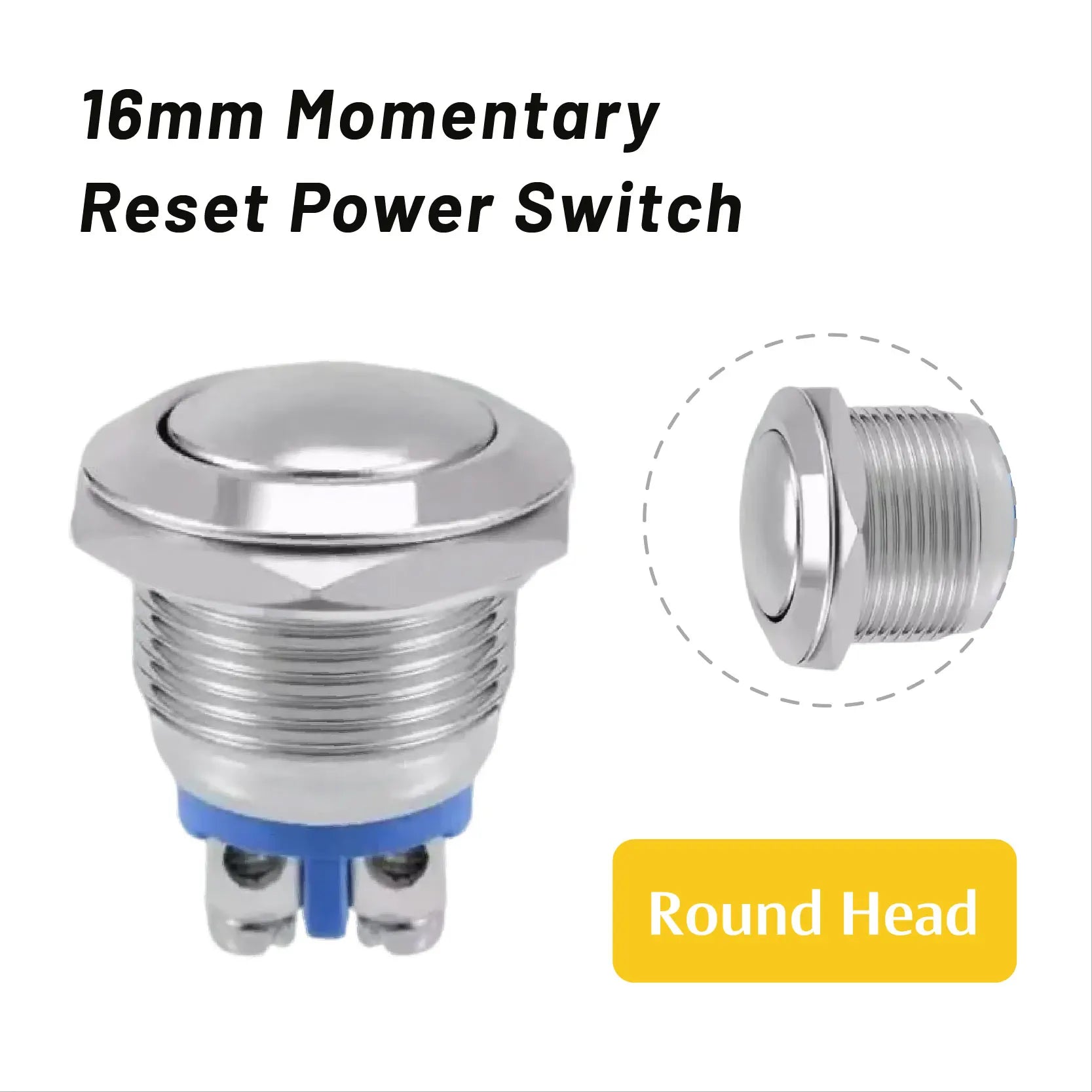 5/20Pcs 16mm Waterproof Momentary Reset Metal Push Button Switch  Screw Terminal Power Switch Car Engine Doorbell