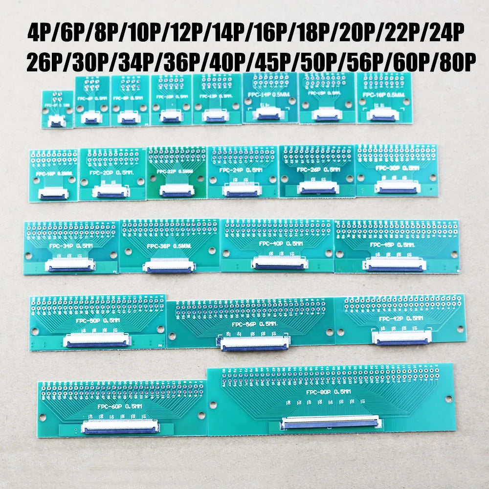 1pcs FPC/FFC Welding 0.5 Seat Connection 0.5mm Pitch Connector SMT To 2.54mm Flexible Cable Adapter Board 6 8 10 20 50 60 80 Pin