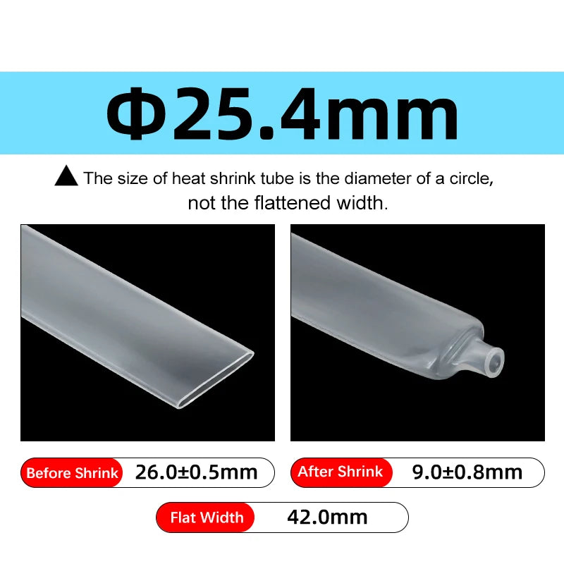 1~10m 3:1 Heat Shrink Tube With Glue Clear 1.6 - 39mm Dual Wall Adhesive Lined Polyolefin Shrinkin ﻿Wrap Cable Protect Sleeving