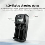 PHOMAX 18650 LCD Rechargeable Battery Fast Charger For Li-ion 18650 26650 14500 16340 18500 & AA AAA 1.2V Ni-MH Ni-Cd Battery